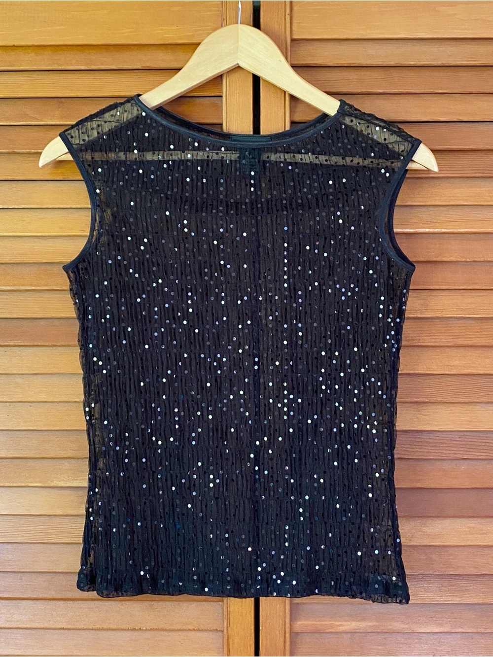 Vintage The Limited Tank Top Women's Size Medium Black Mesh Sequins Sheer Y2K